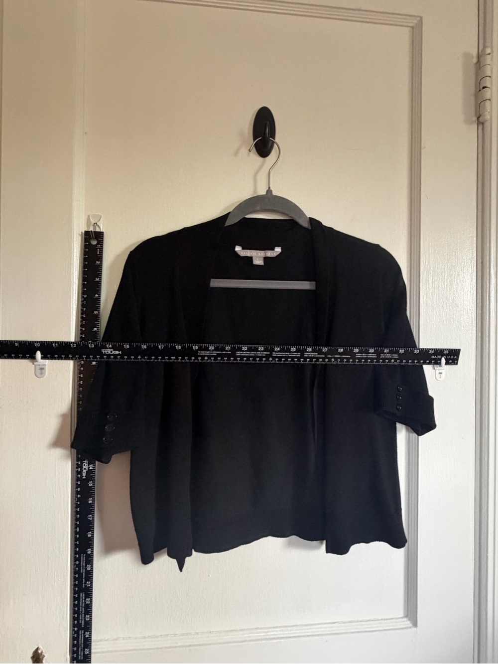 Valerie Stevens Black Open-Front Short-Sleeve Cardigan
